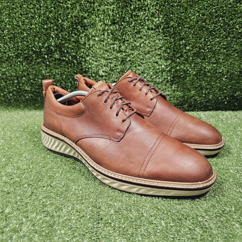ECCO ST.1 Hybrid Brown Leather Cap Toe Derby Lace Up Casual Sneakers Mens 10